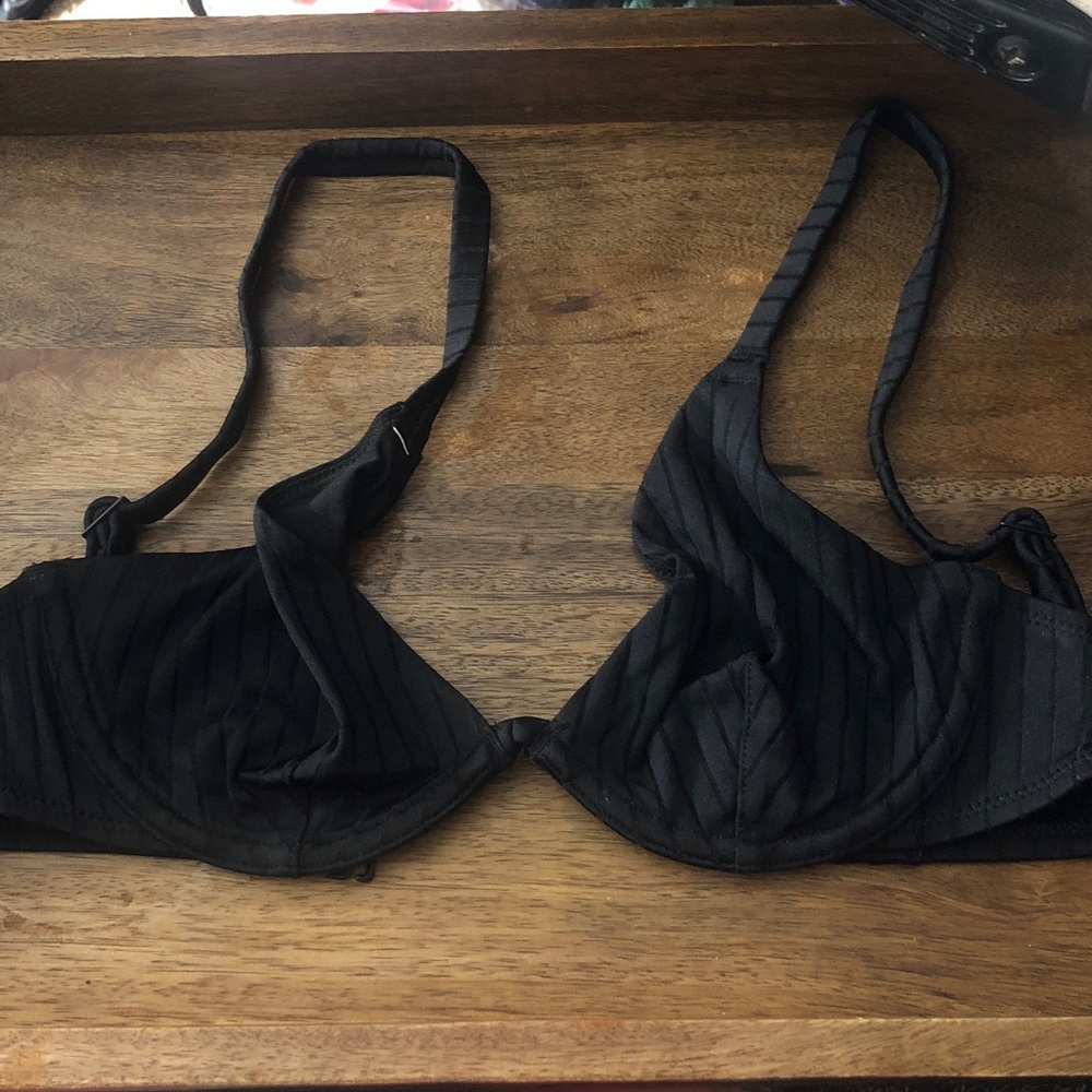 aerie Black Striped Underwire Bra